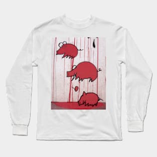 pig wall red Long Sleeve T-Shirt